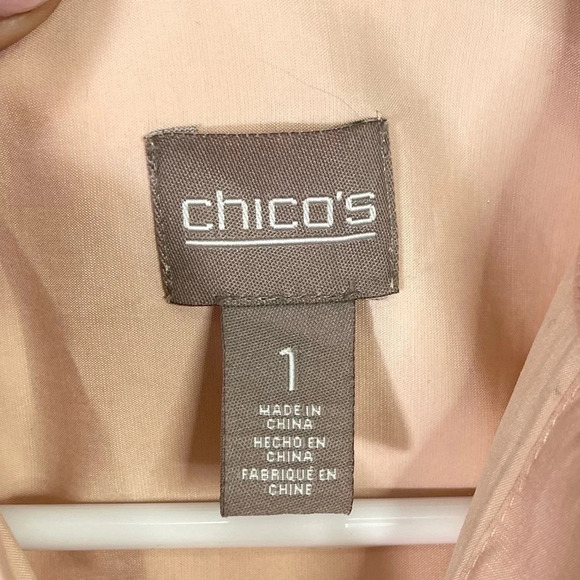 CHICO’S Silky Finish Modal Pink Long Sleeve Button Up Utility Blouse Medium - Picture 3 of 5